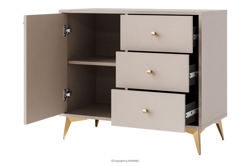 FLOREN Schmale Kommode auf goldenen Beinen, cremefarben cremefarben/goldfarben - Foto 2