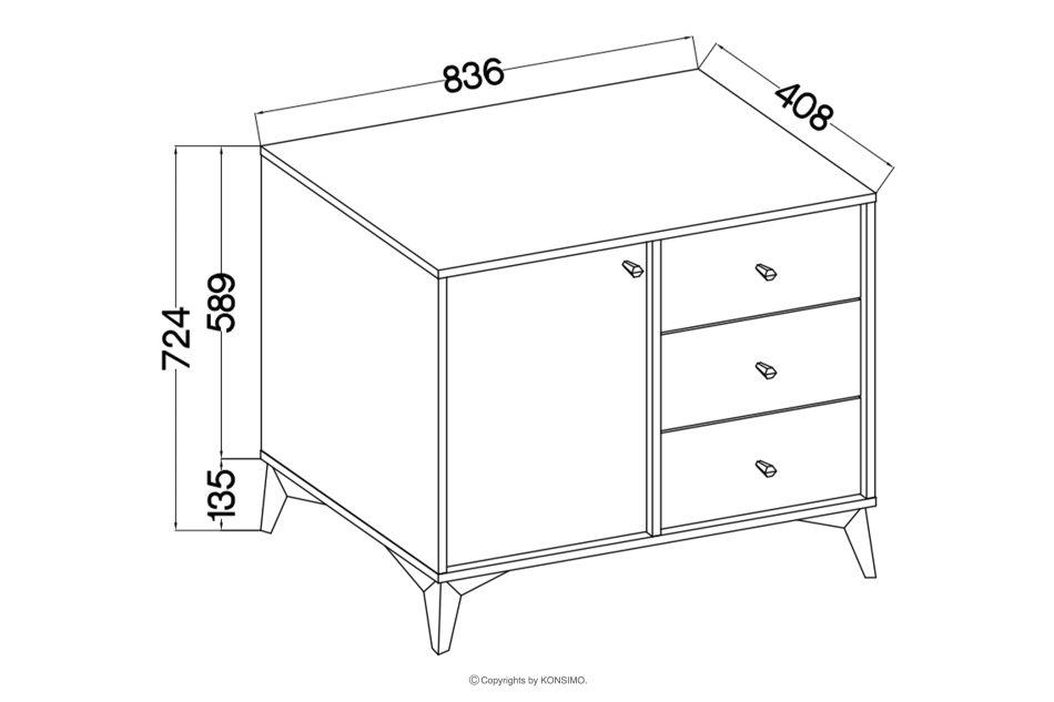 FLOREN Schmale Kommode auf goldenen Beinen, cremefarben cremefarben/goldfarben - Foto 6