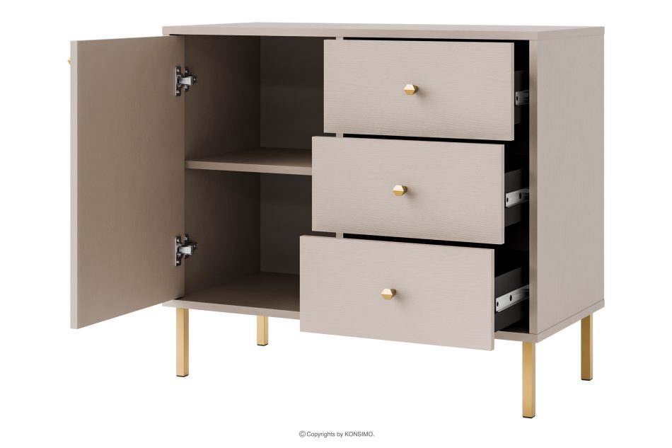 FLOREN Schmale Kommode auf goldenen Beinen, cremefarben cremefarben/goldfarben - Foto 2