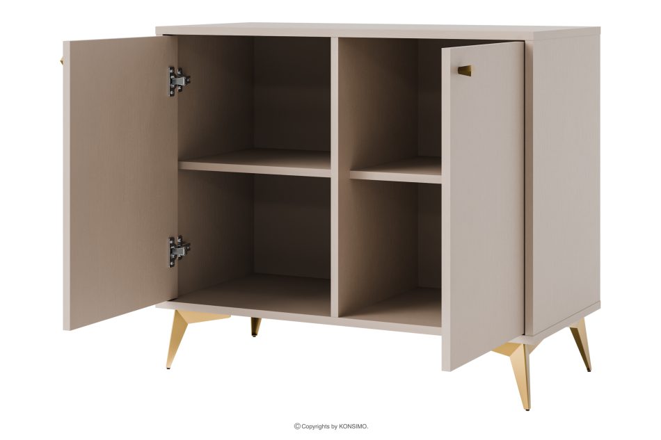 FLOREN Schmale Kommode auf goldenen Beinen, cremefarben cremefarben/goldfarben - Foto 2