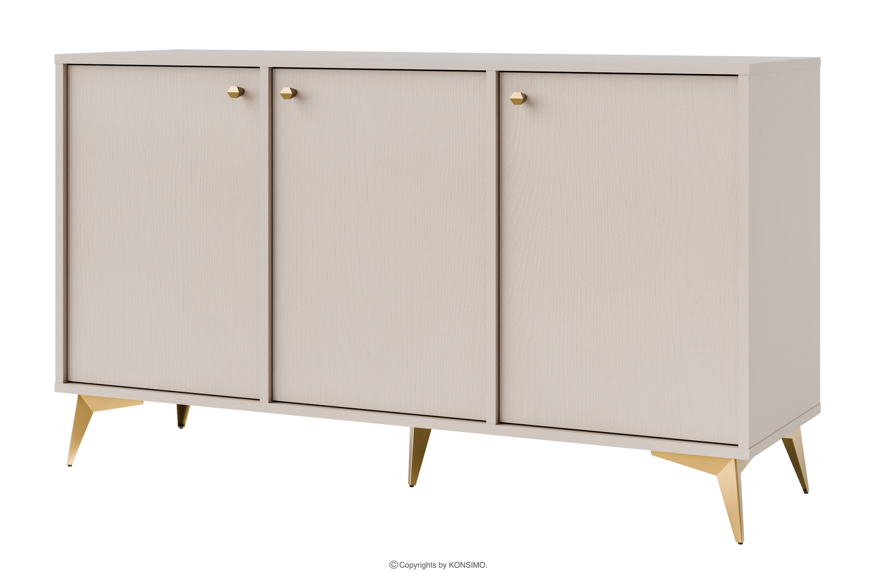 Cremefarbene Kommode mit goldenen Beinen, modern