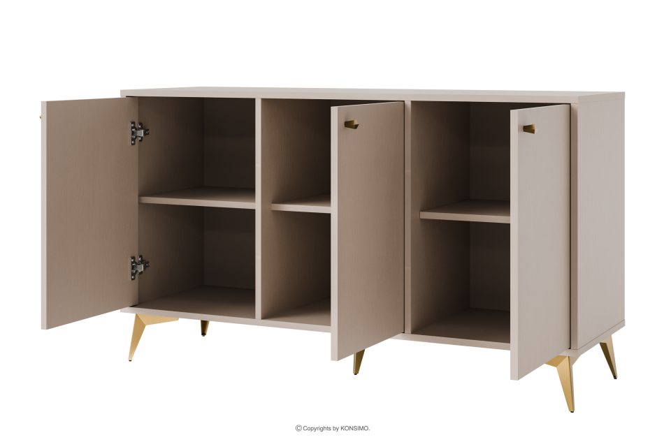 FLOREN Cremefarbene Kommode mit goldenen Beinen, modern cremefarben/goldfarben - Foto 2