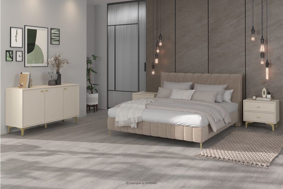 FLOREN Cremefarbene Kommode mit goldenen Beinen, modern cremefarben/goldfarben - Foto 4