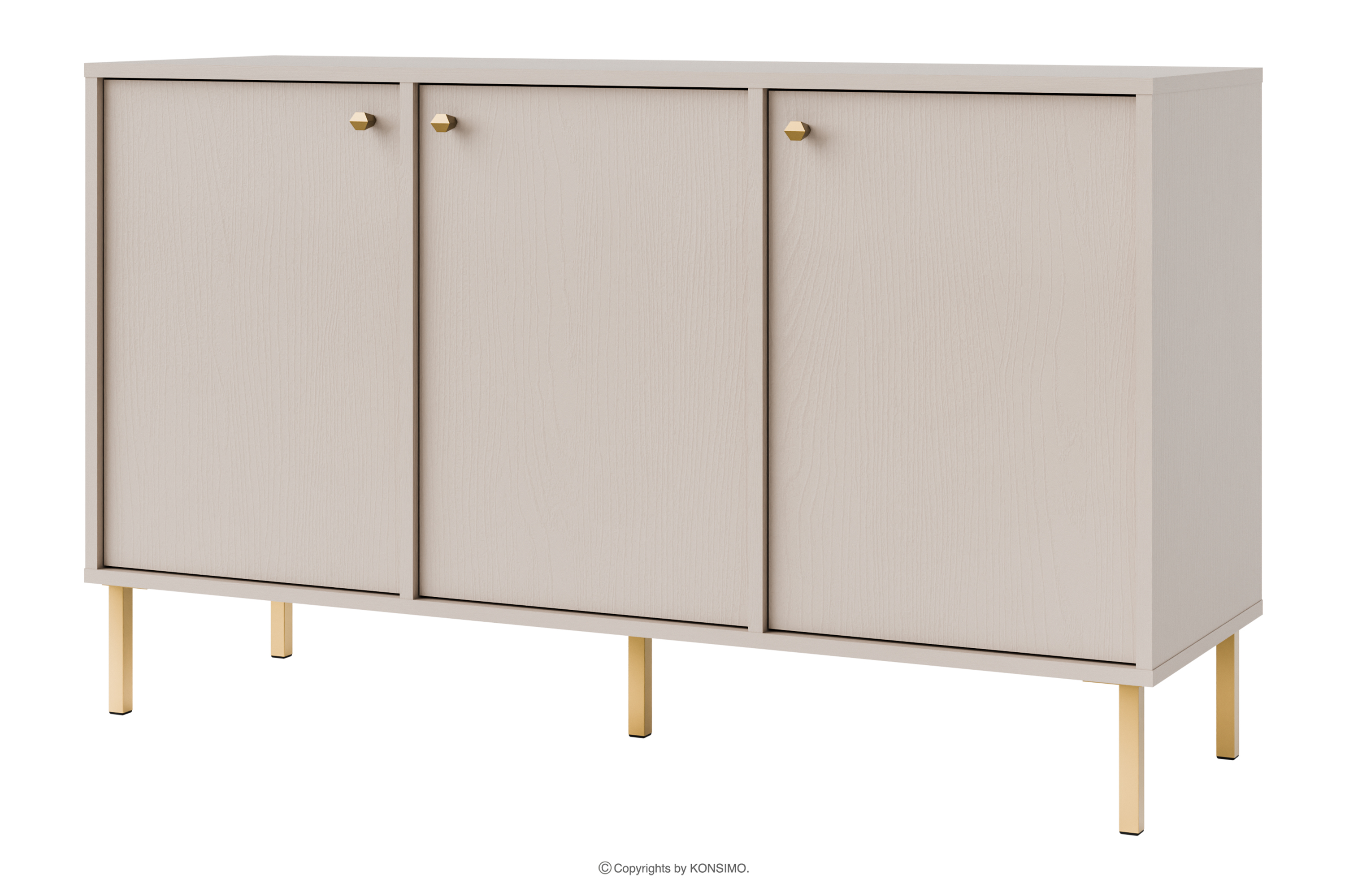 Cremefarbene Kommode mit goldenen Beinen, modern