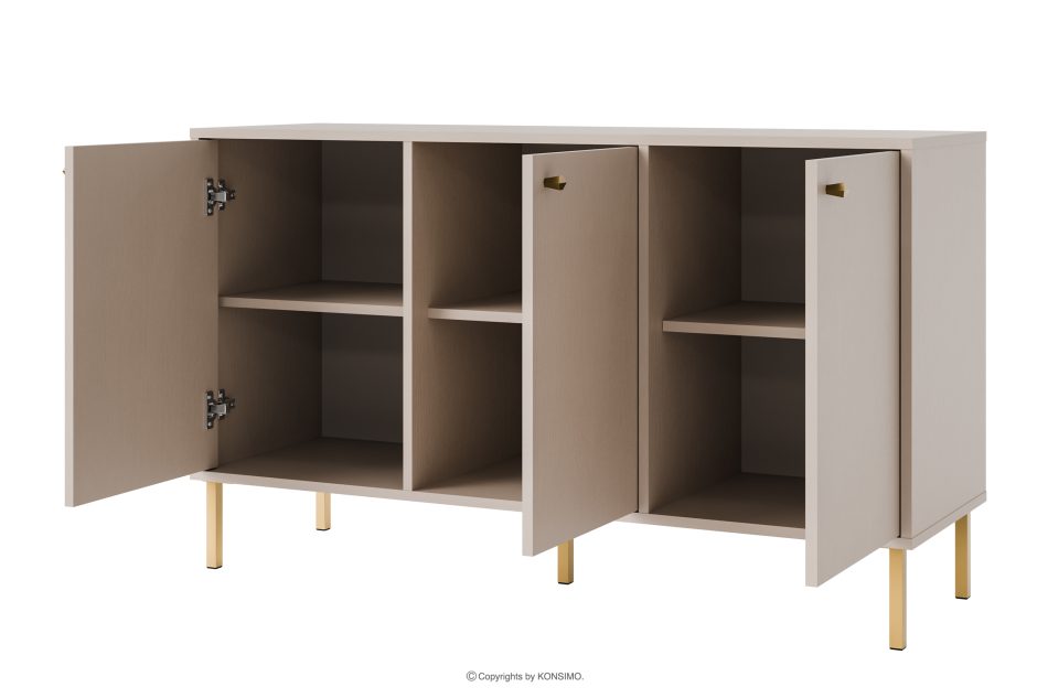 FLOREN Cremefarbene Kommode mit goldenen Beinen, modern cremefarben/goldfarben - Foto 2