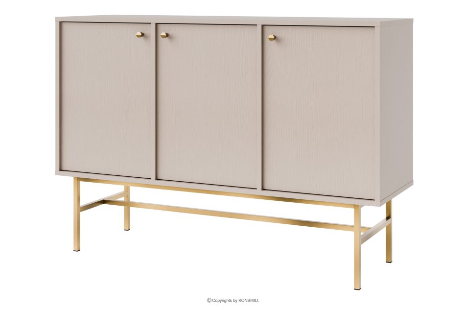 FLOREN Cremefarbene Kommode mit goldenen Beinen im modernen Stil cremefarben/goldfarben - Foto 0
