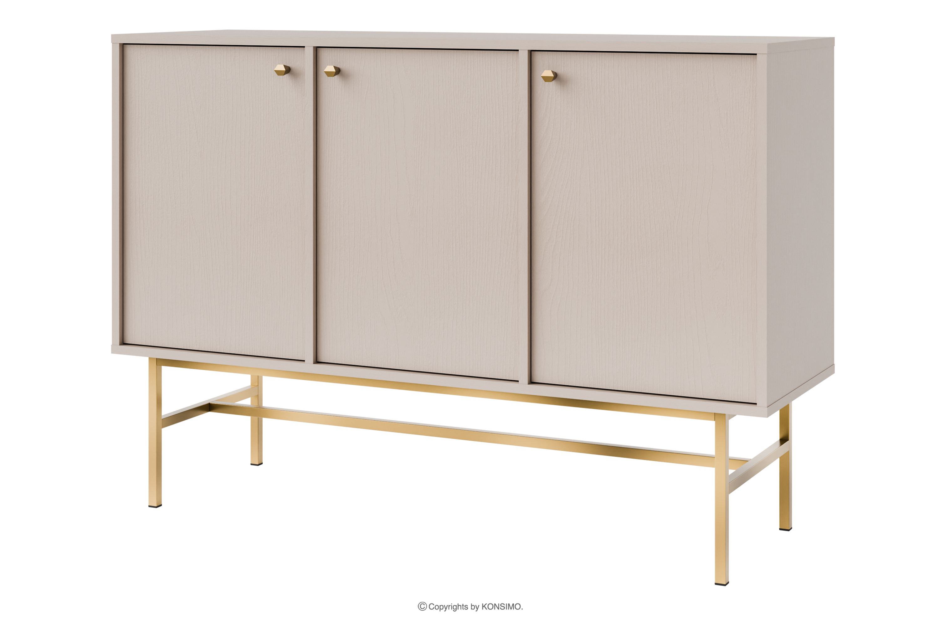 Cremefarbene Kommode mit goldenen Beinen im modernen Stil