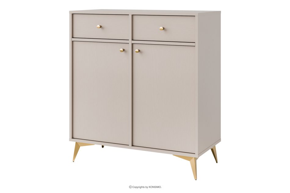 FLOREN Cremefarbene Kommode mit goldenen Beinen, modern cremefarben/goldfarben - Foto 0