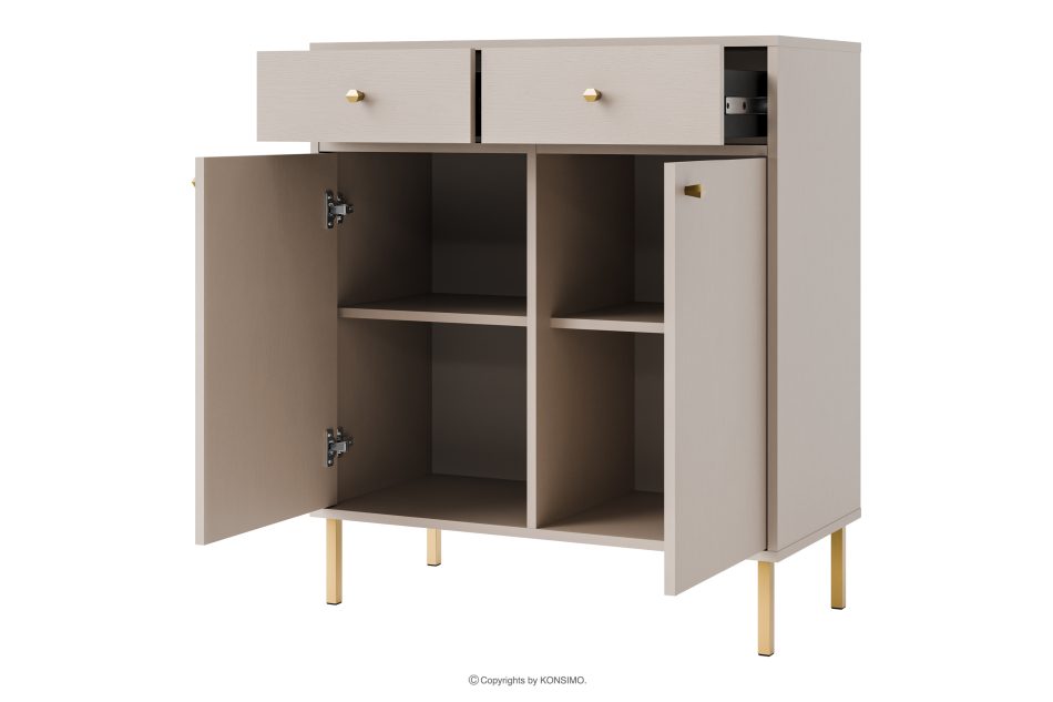 FLOREN Cremefarbene Kommode mit goldenen Beinen, modern cremefarben/goldfarben - Foto 2