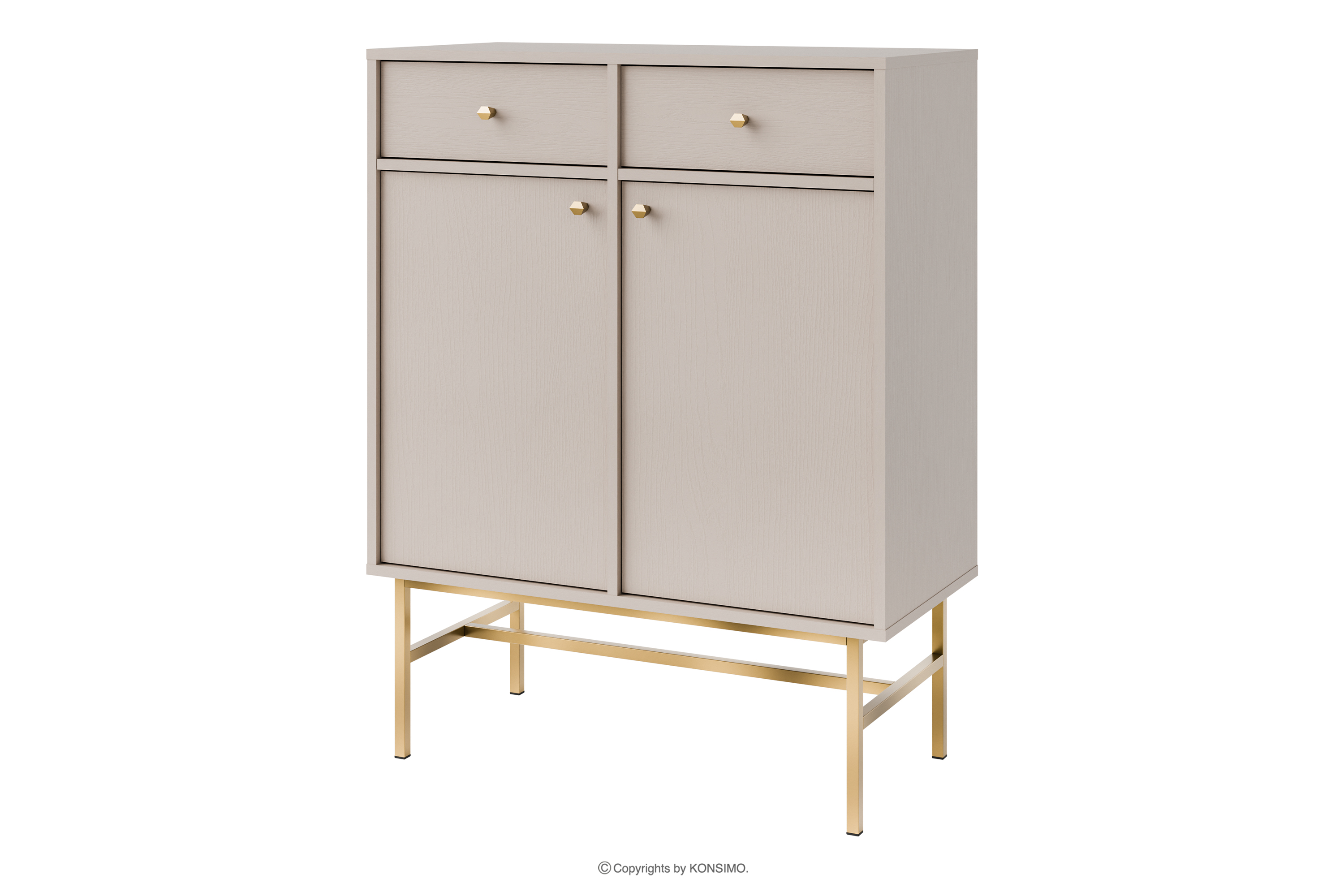 Cremefarbene Kommode mit goldenen Beinen im modernen Stil