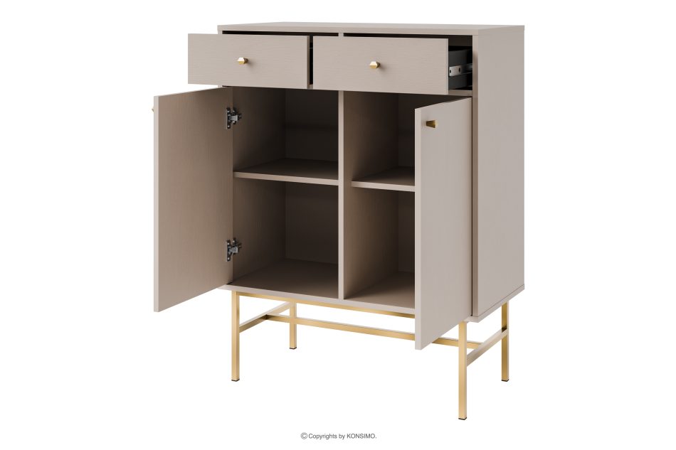 FLOREN Cremefarbene Kommode mit goldenen Beinen im modernen Stil cremefarben/goldfarben - Foto 2