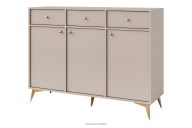 Breite cremefarbene Kommode mit goldenen Beinen, modern