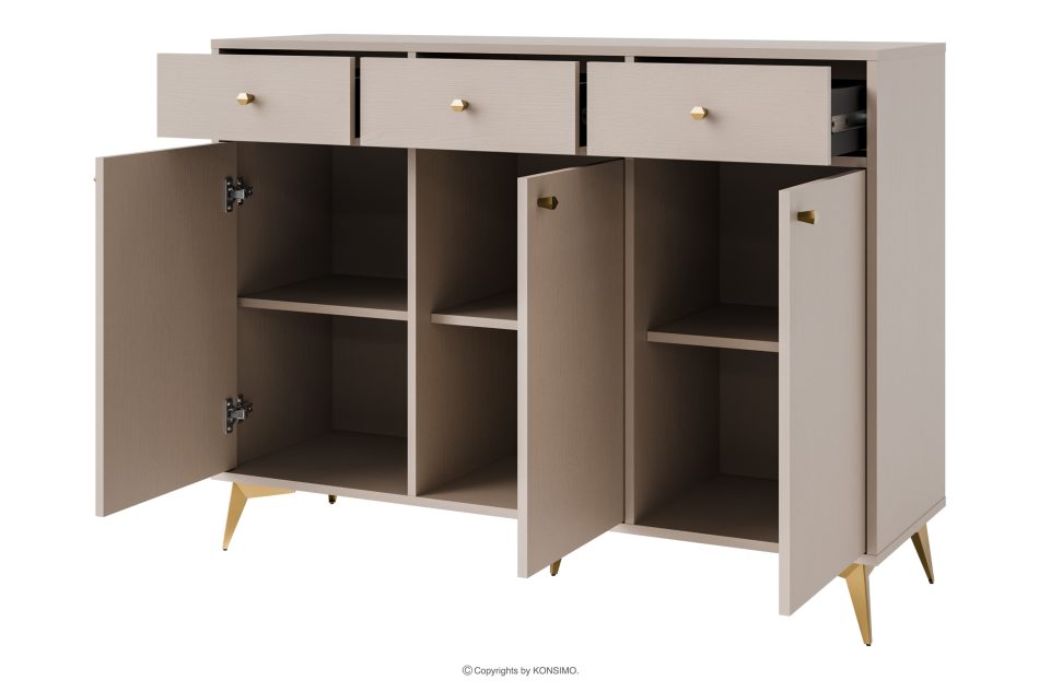 FLOREN Breite cremefarbene Kommode mit goldenen Beinen, modern cremefarben/goldfarben - Foto 2