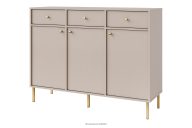 Breite cremefarbene Kommode mit goldenen Beinen, modern
