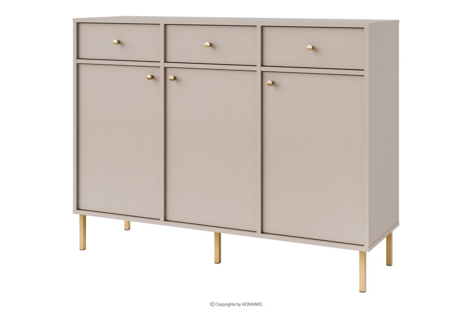 FLOREN Breite cremefarbene Kommode mit goldenen Beinen, modern cremefarben/goldfarben - Foto 0