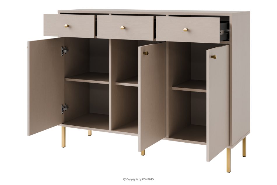 FLOREN Breite cremefarbene Kommode mit goldenen Beinen, modern cremefarben/goldfarben - Foto 2