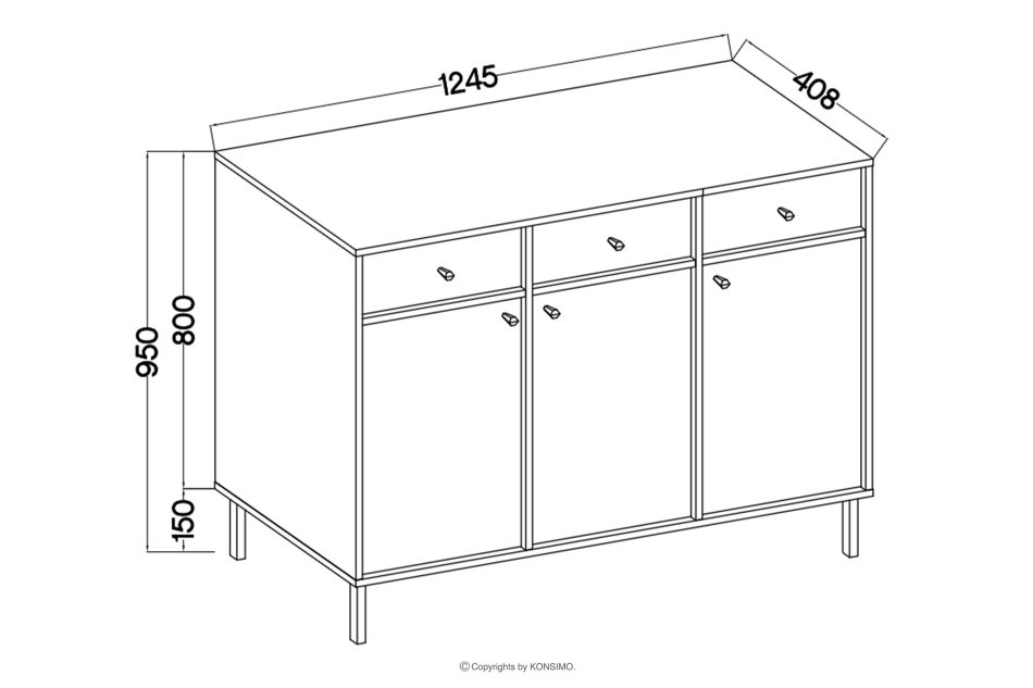 FLOREN Breite cremefarbene Kommode mit goldenen Beinen, modern cremefarben/goldfarben - Foto 7