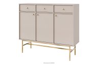 Breite cremefarbene Kommode mit goldenen Beinen im modernen Stil