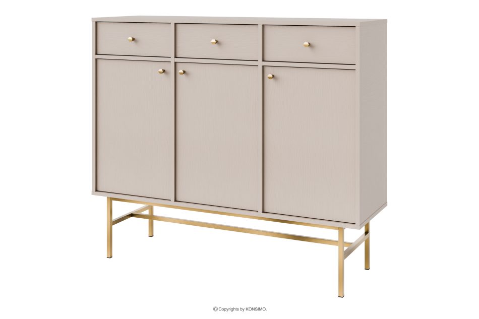 FLOREN Breite cremefarbene Kommode mit goldenen Beinen im modernen Stil cremefarben/goldfarben - Foto 0