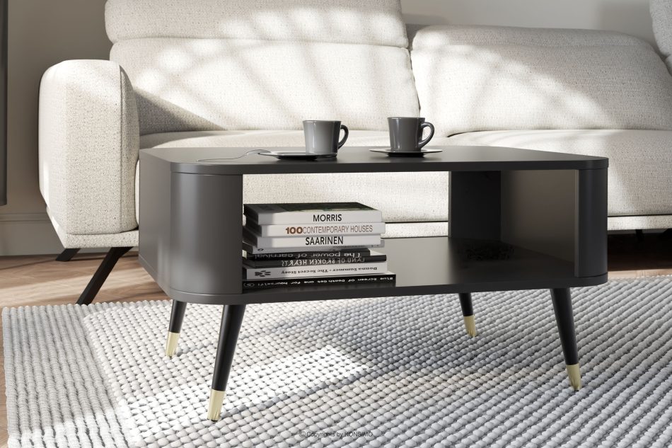 LONA Moderner Couchtisch auf goldenen Beinen, schwarz schwarz - Foto 1
