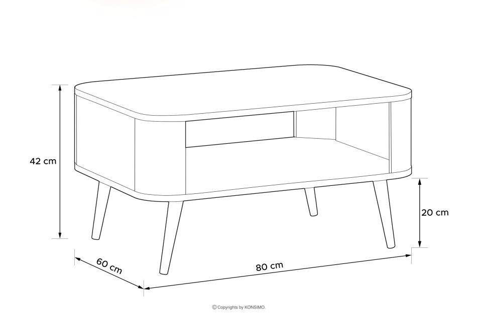 LONA Moderner Couchtisch auf goldenen Beinen, schwarz schwarz - Foto 2