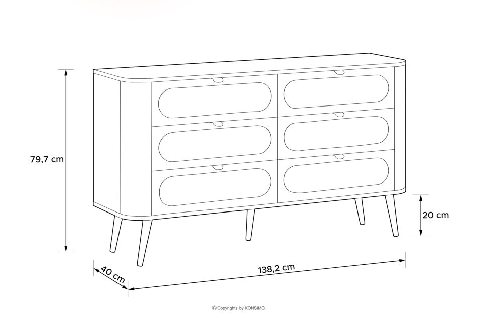 LONA Abgerundete breite Kommode mit Schubladen, schwarz schwarz - Foto 3