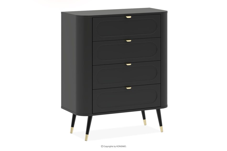 LONA Hohe abgerundete Kommode mit Schubladen, schwarz schwarz - Foto 0