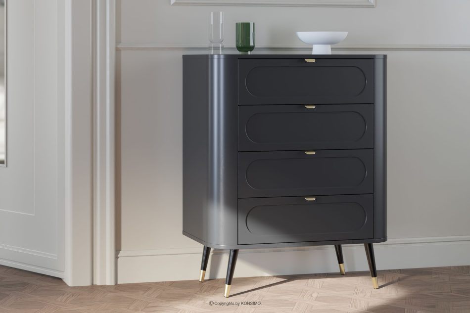 LONA Hohe abgerundete Kommode mit Schubladen, schwarz schwarz - Foto 1