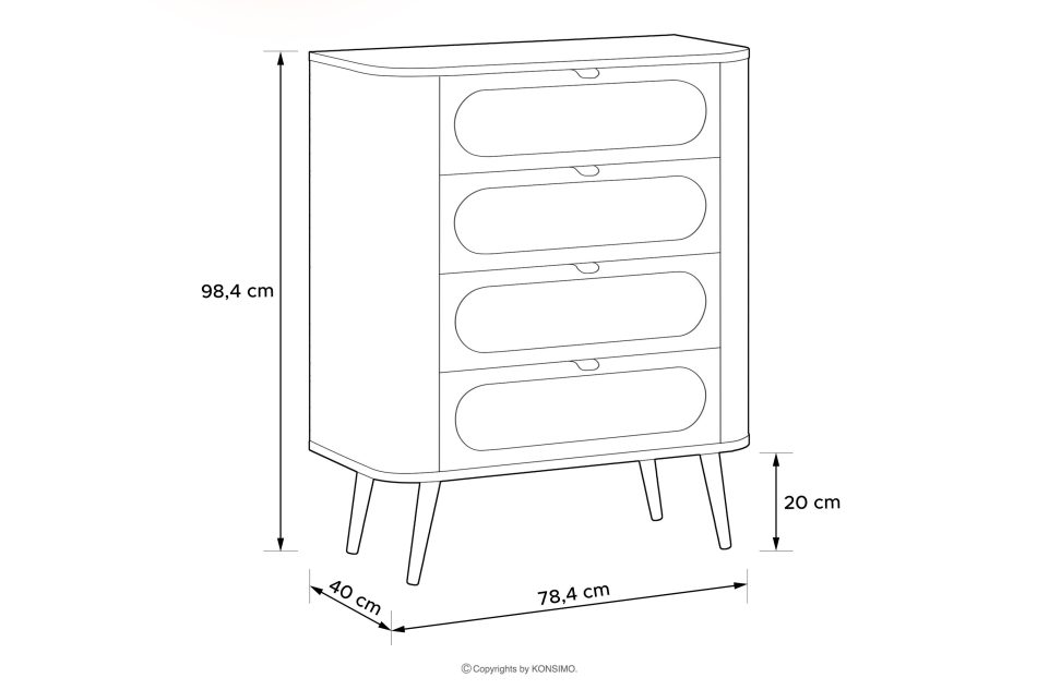 LONA Hohe abgerundete Kommode mit Schubladen, schwarz schwarz - Foto 2