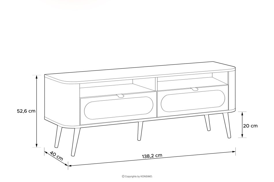 LONA Abgerundeter TV-Schrank auf hohen Beinen, schwarz schwarz - Foto 1