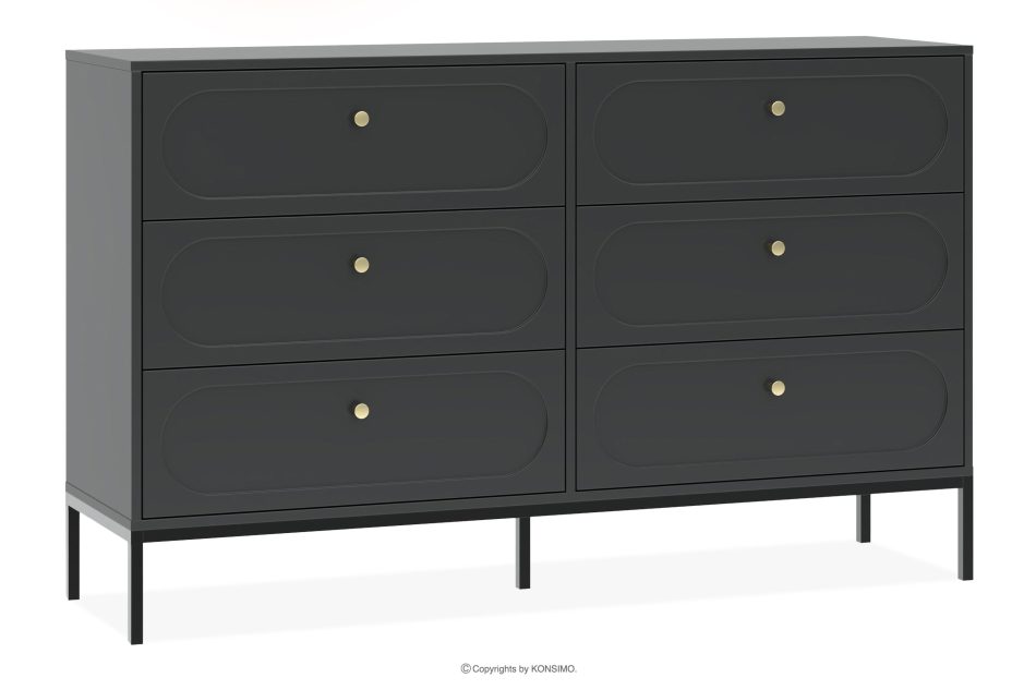 TILA Breite schwarze Kommode auf Beinen schwarz - Foto 0