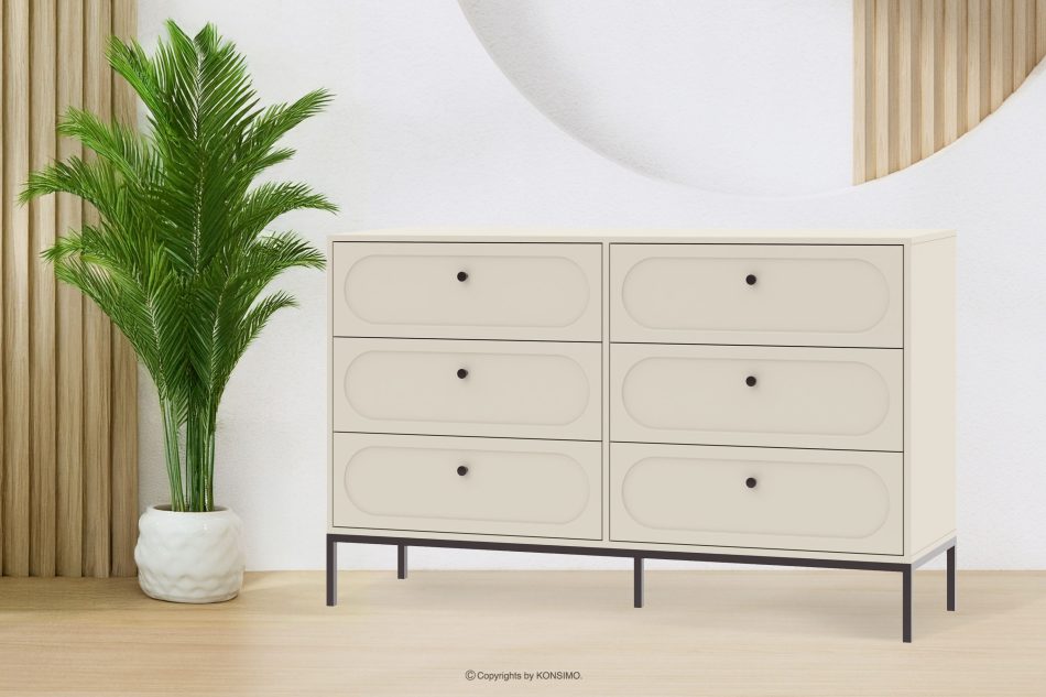 TILA Breite cremefarbene Kommode auf Beinen cremefarben - Foto 1