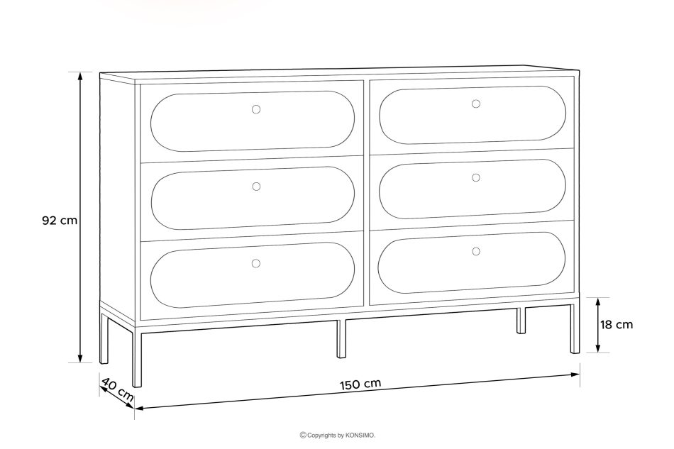 TILA Breite cremefarbene Kommode auf Beinen cremefarben - Foto 2
