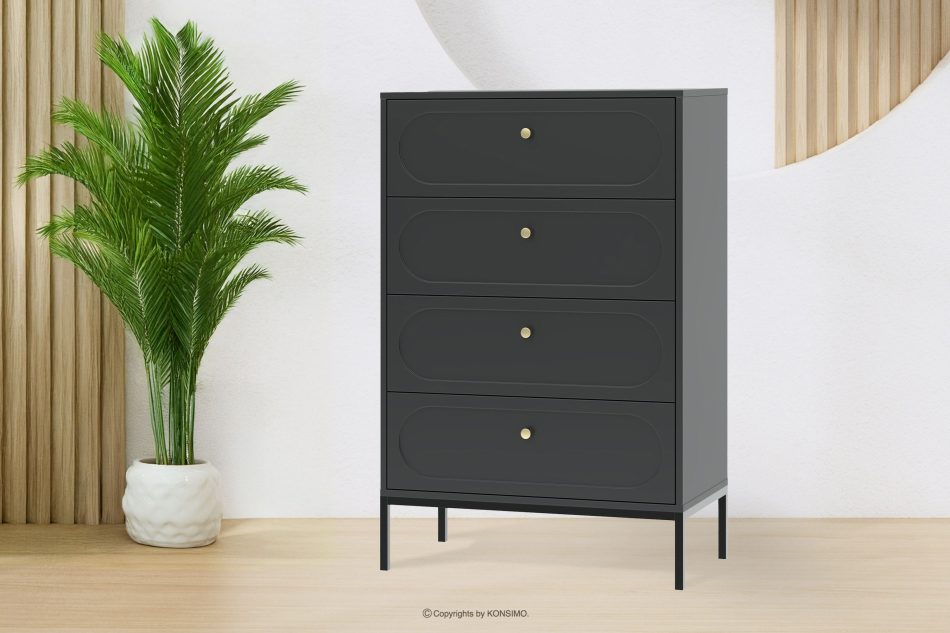 TILA Hohe schwarze Kommode mit Schubladen schwarz - Foto 1