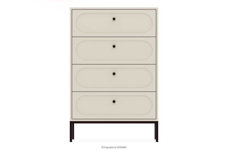 TILA Hohe cremefarbene Kommode mit Schubladen cremefarben - Foto 2