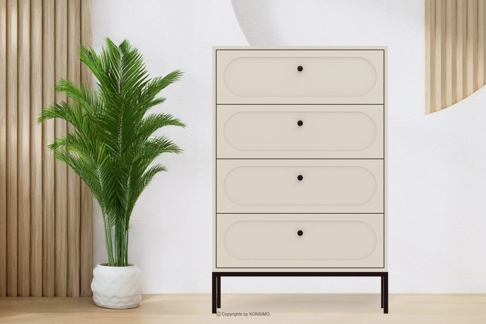 TILA Hohe cremefarbene Kommode mit Schubladen cremefarben - Foto 1