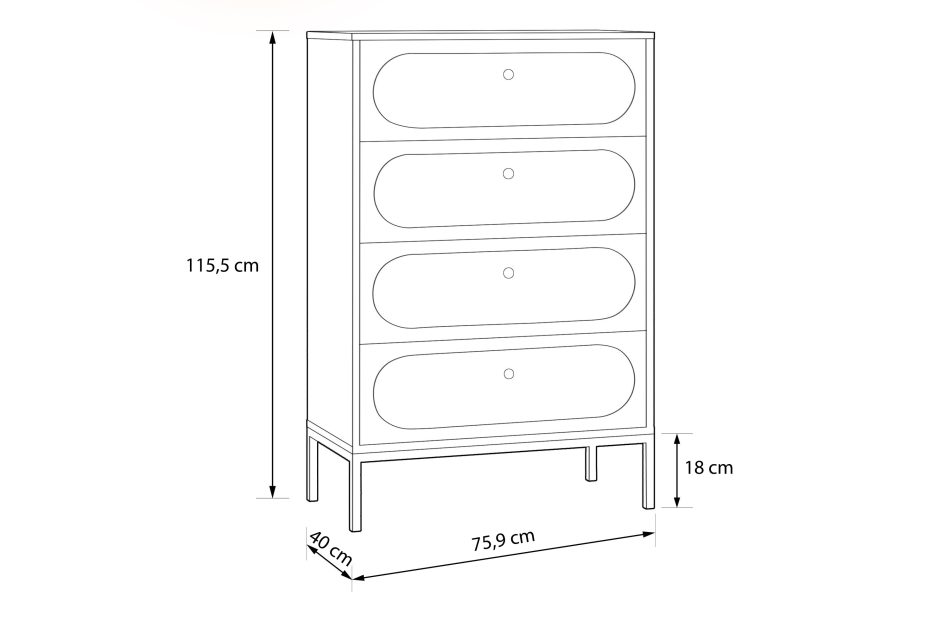 TILA Hohe cremefarbene Kommode mit Schubladen cremefarben - Foto 3