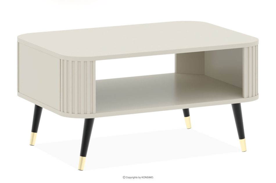 PURA Cremefarbener Couchtisch mit Riffelung cremefarben - Foto 0