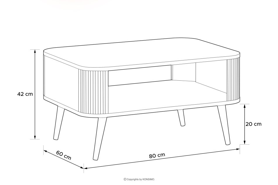 PURA Cremefarbener Couchtisch mit Riffelung cremefarben - Foto 2