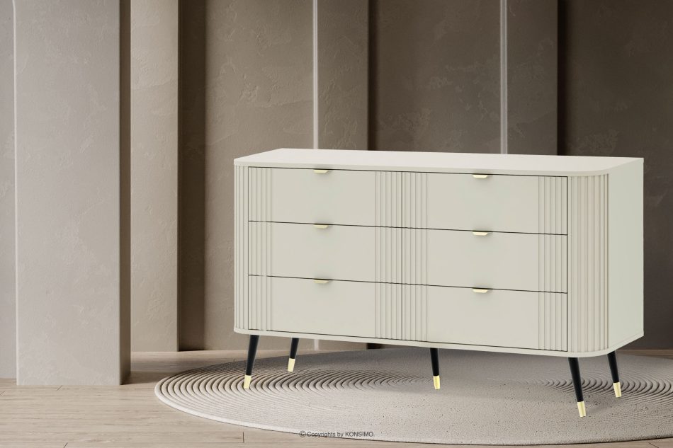 PURA Breite cremefarbene Kommode mit Riffelung cremefarben - Foto 1