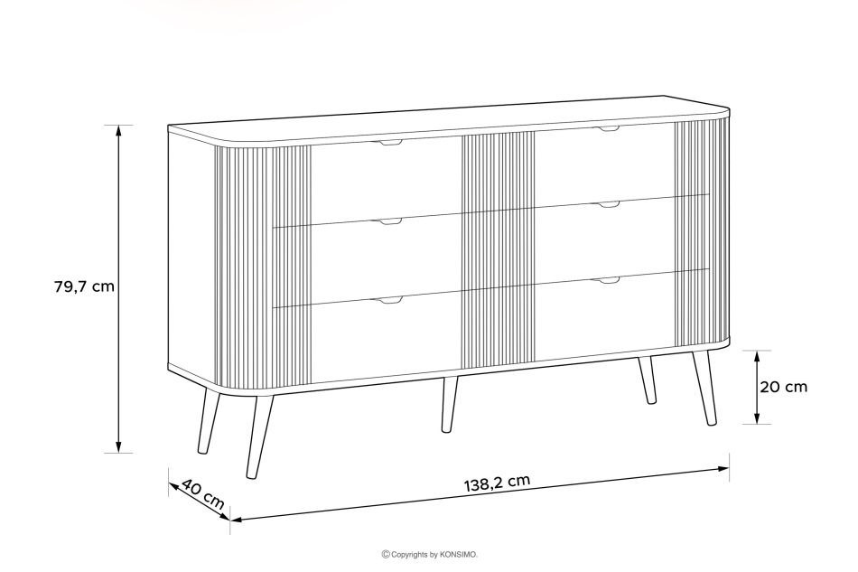 PURA Breite cremefarbene Kommode mit Riffelung cremefarben - Foto 2