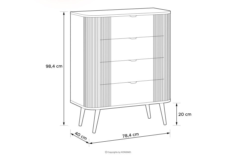 PURA Hohe cremefarbene Kommode mit Riffelung cremefarben - Foto 2
