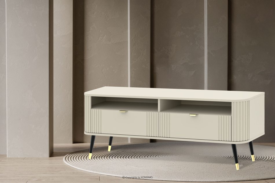 PURA Cremefarbener TV-Schrank mit Riffelung cremefarben - Foto 1