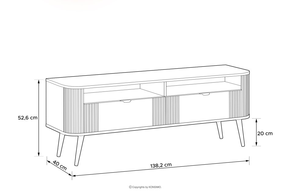 PURA Cremefarbener TV-Schrank mit Riffelung cremefarben - Foto 2