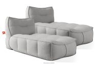 Weiche Gartenliege aus gewebtem Outdoor-Stoff, 2-tlg., dunkelgrau/weiß