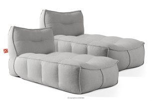 LOVIA, https://konsimo.de/kollektion/lovia/ Weiche Gartenliege aus gewebtem Outdoor-Stoff, 2-tlg., dunkelgrau/weiß dunkelgrau/weiß - Foto