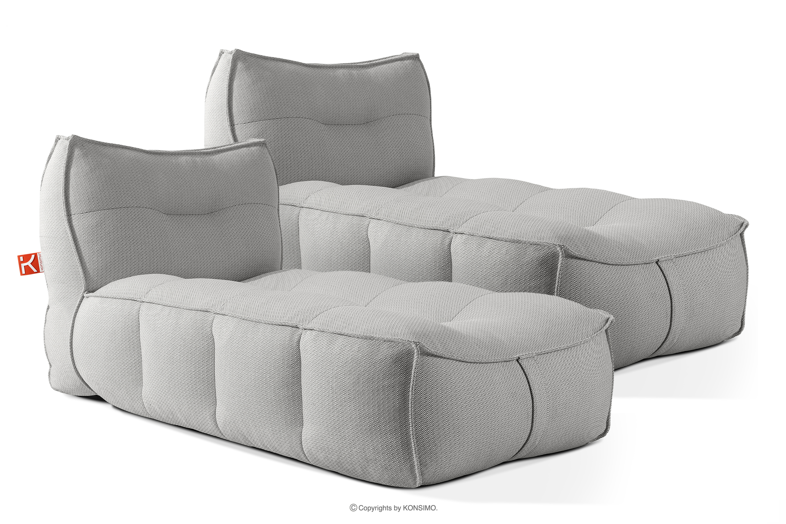 Weiche Gartenliege aus gewebtem Outdoor-Stoff, 2-tlg., dunkelgrau/weiß