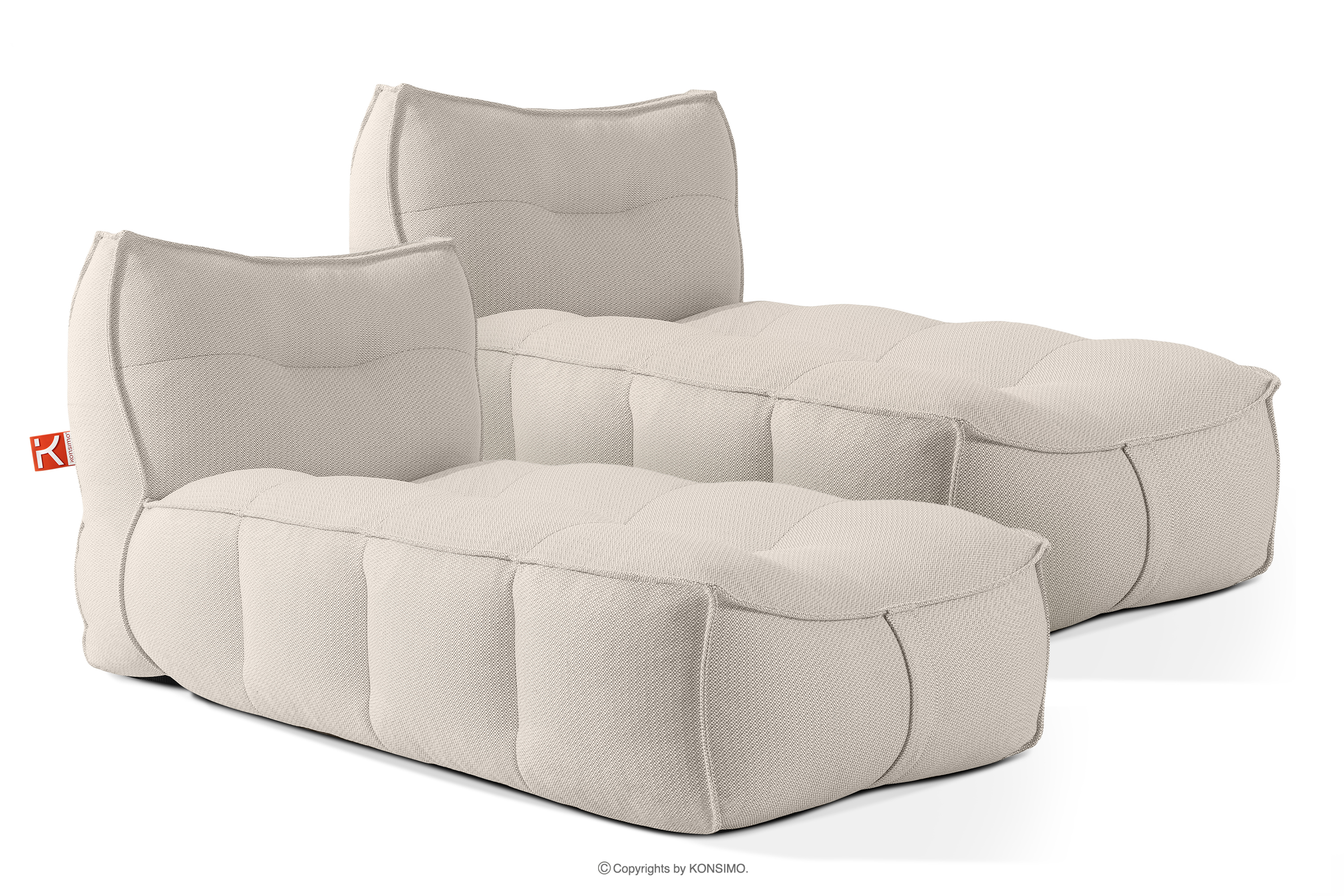 Weiche Gartenliege aus gewebtem Outdoor-Stoff, 2-tlg., dunkelbeige/weiß