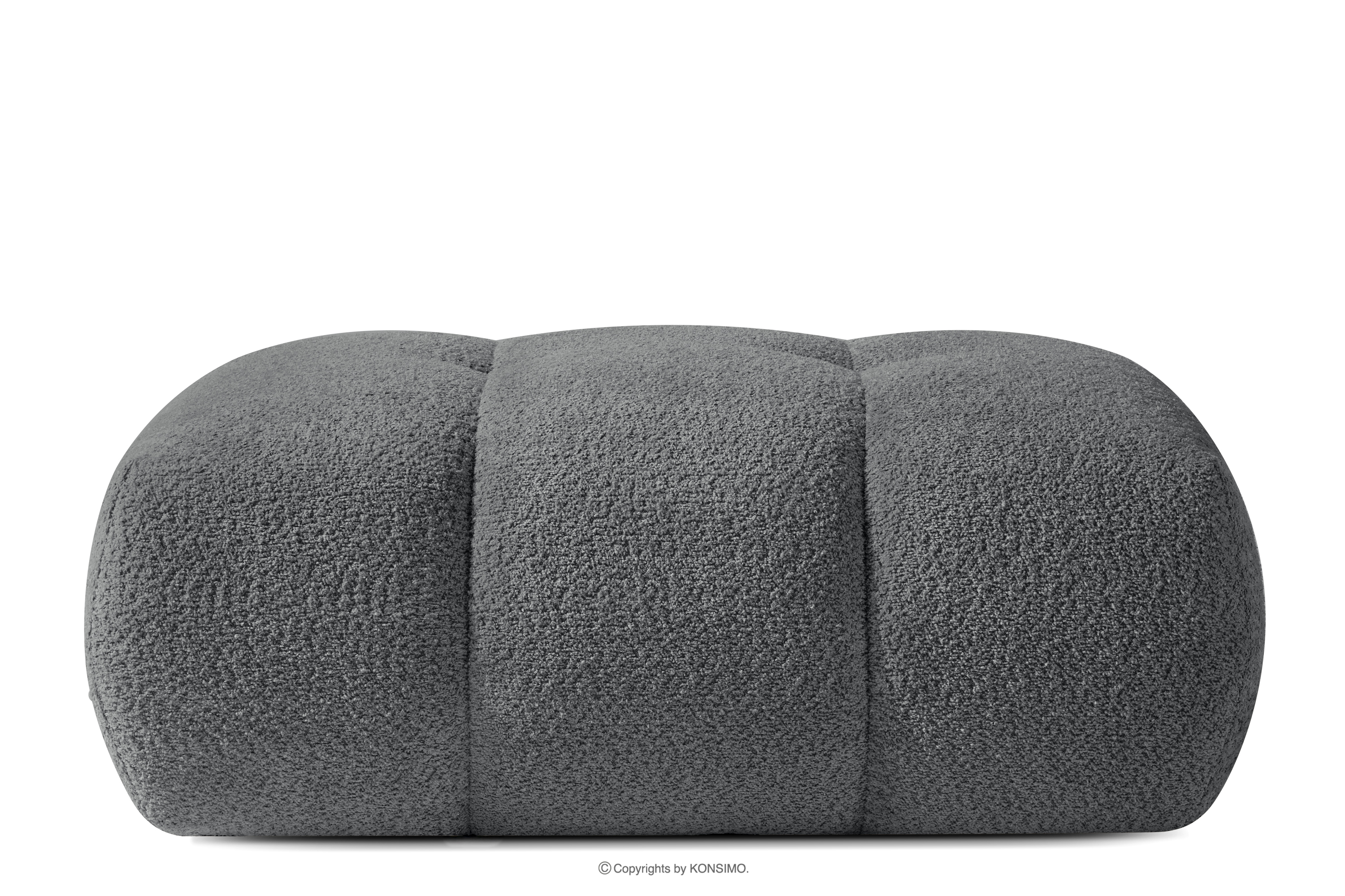 Sitzhocker im Japandi-Stil aus Bouclé in Dunkelgrau