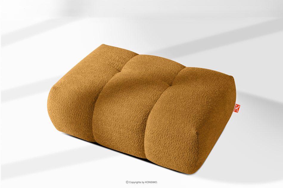 LIRA Sitzhocker im Japandi-Stil aus Bouclé in Honig honigfarben - Foto 8